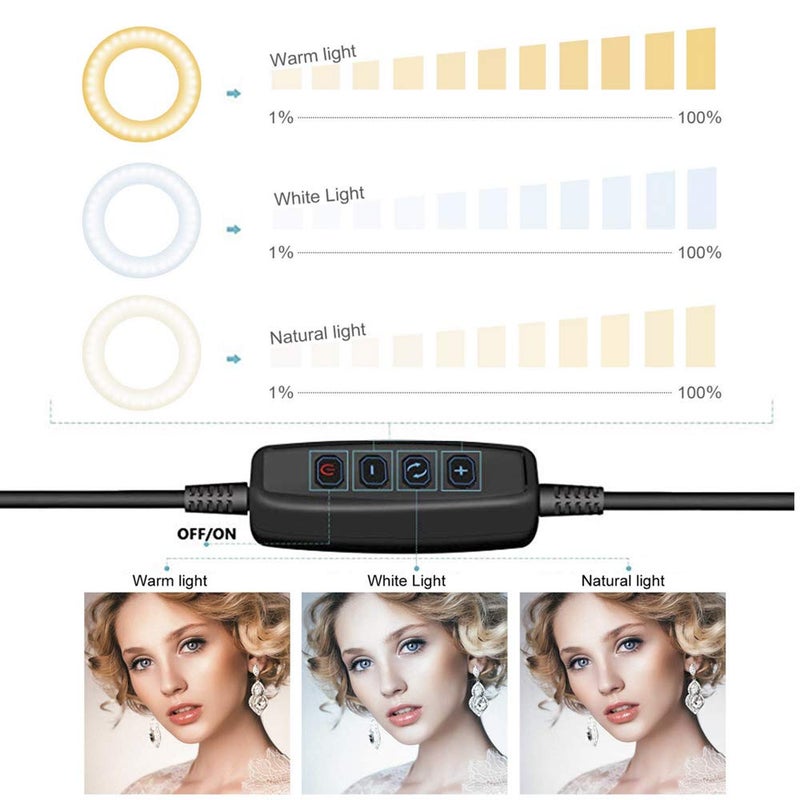 OEBLD Ring Light OEBLD Dimmable with 3 Light Modes & 10 Brightness Level LED Ring Fill Lights for Phone Live Stream Makeup YouTube Shooting(B(only 10'' Ring Light)) - Image 2